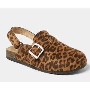 Cat & Jack Toddler Girls' Berlin Clogs Brown Leopard Print Cheetah Sandals New